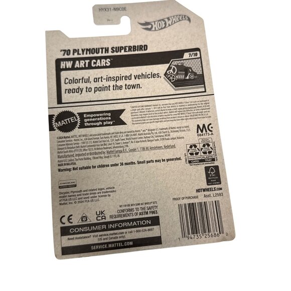 Hot Wheels '70 Plymouth Superbird Art Cars Yellow Graffiti 2024 Diecast 1:64 - Picture 3 of 6